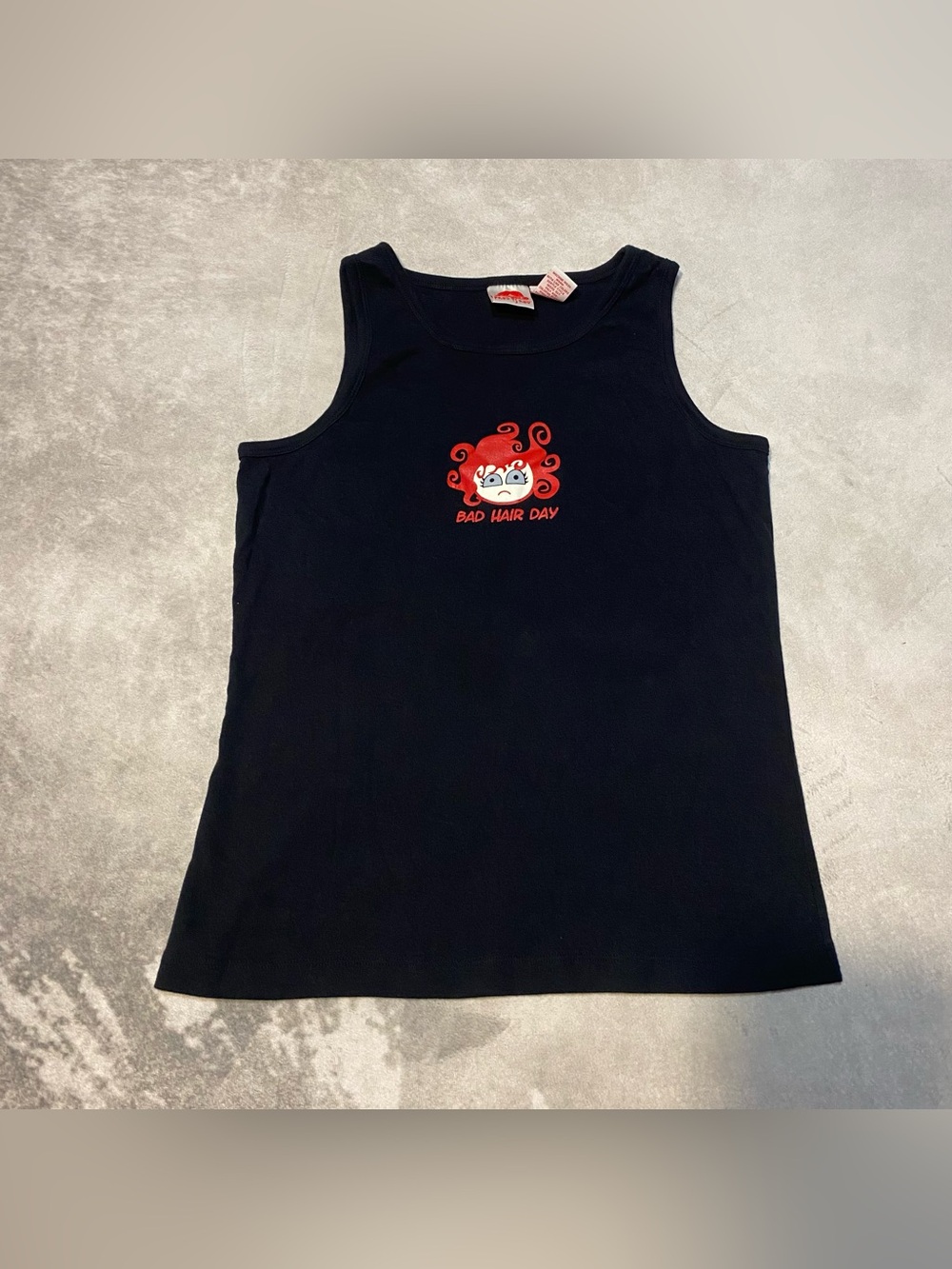 Fred is Red Bad Hair Day Black Red Tank Top Sz X-Large Juniors Y2K 100% Cotton